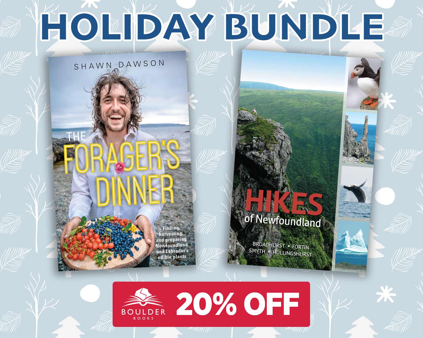 Picture of covers of Forager's Dinner and Hikes of Newfoundland